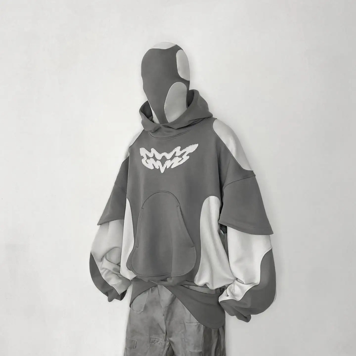 Harajuku High Street Fashion Patchwork Embroidery Pattern Loose Hoodie Mens Y2K Punk Hip Hop Gothic Sweatshirt Hoodie2 240806