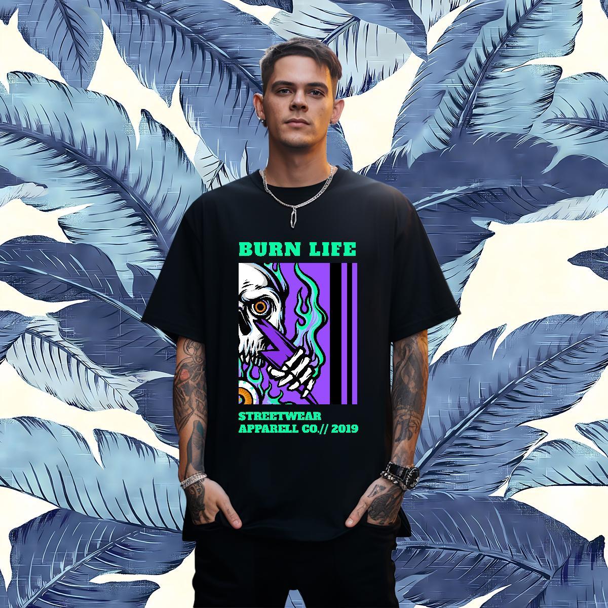DIY Customized T-Shirts skull Polos 230g Cotton Casual Daily Wear Cool Plus Size Cartoon Short Sleeve O-Neck Men Tees