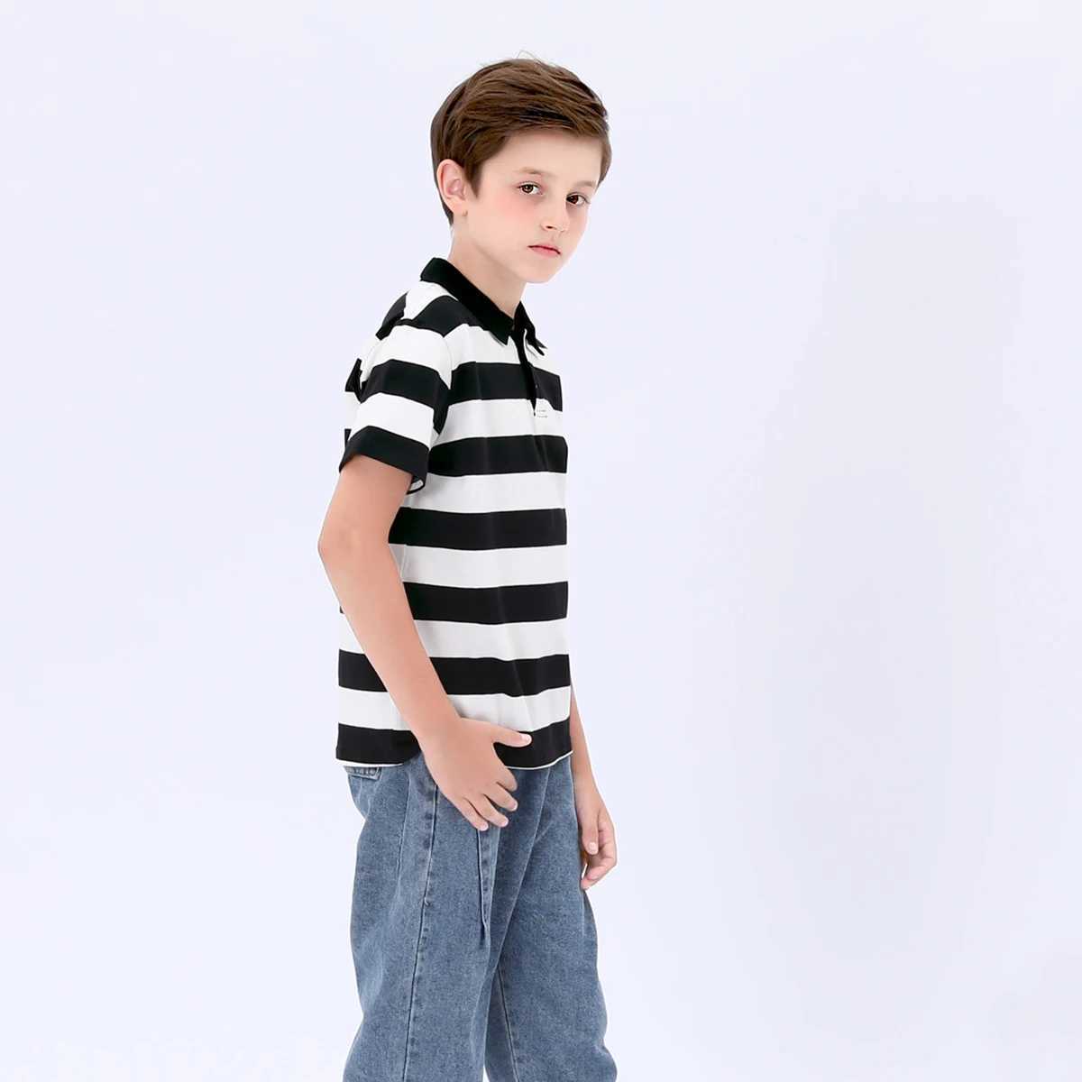 Childrens polo shirts boys girls striped T-shirts Christmas and Halloween carnival Rainbow Reading Day St. Patricks clothing W241223
