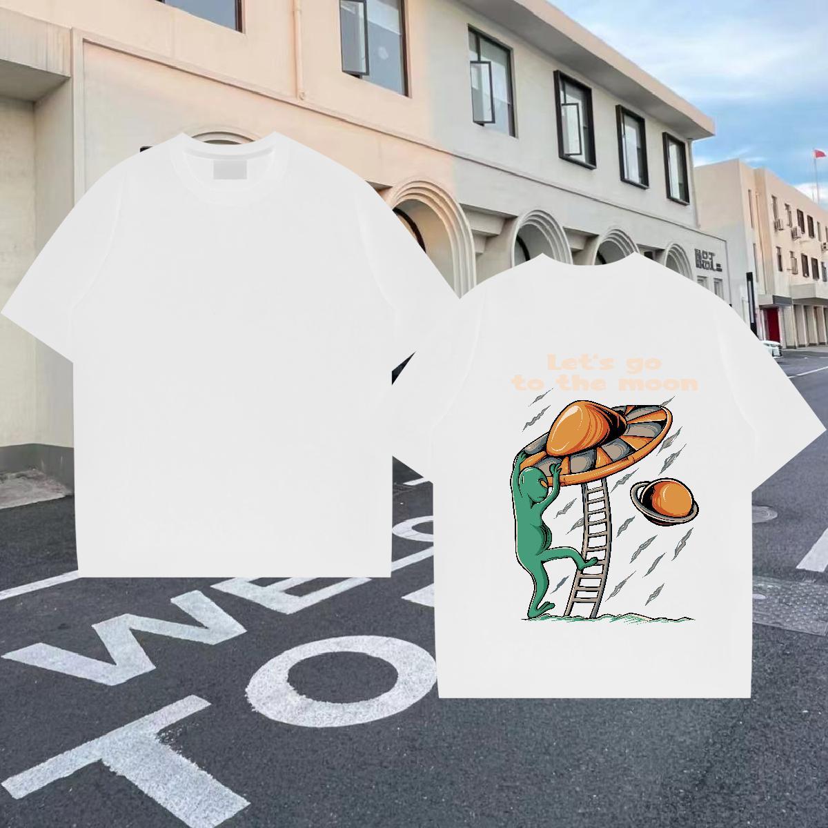 Designer Fashion T-Shirts ET Tee Shirt 230g Pure Cotton High Street Hip Hop Brand Custom Print Oversized Breathable Short Sleeve Couples T Shirts