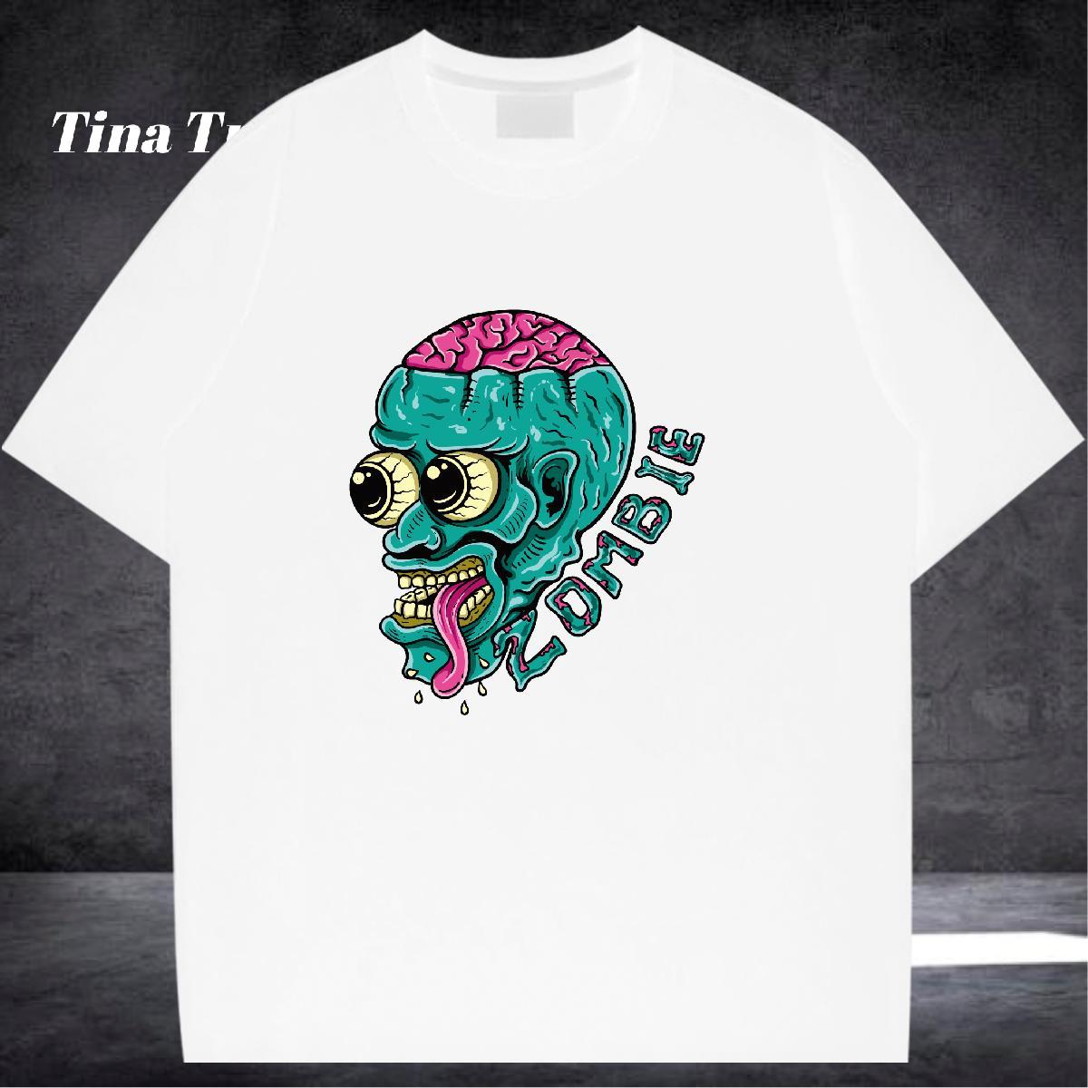 2024 Summer T shirt skull Tops 100% Cotton 230g Summer Casual Classic Oversized 3XL 4XL O Neck Short Sleeves Men Tees