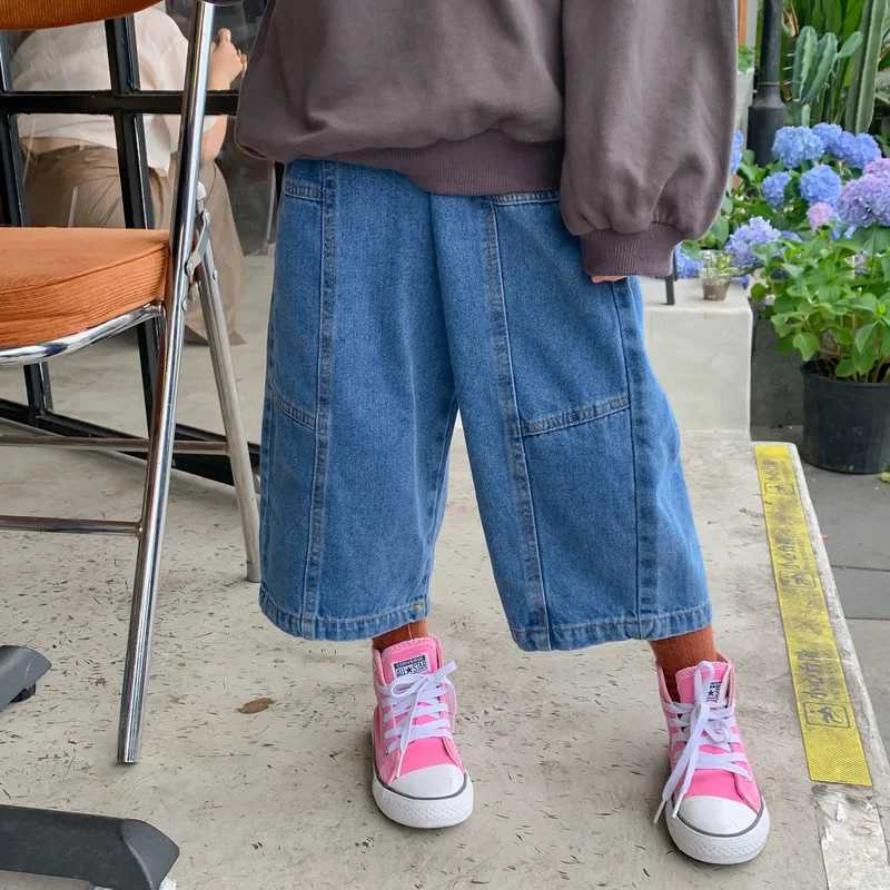 Jeans Spring Autumn girls fashion patchwork jeans Boys wide leg casual denim pants