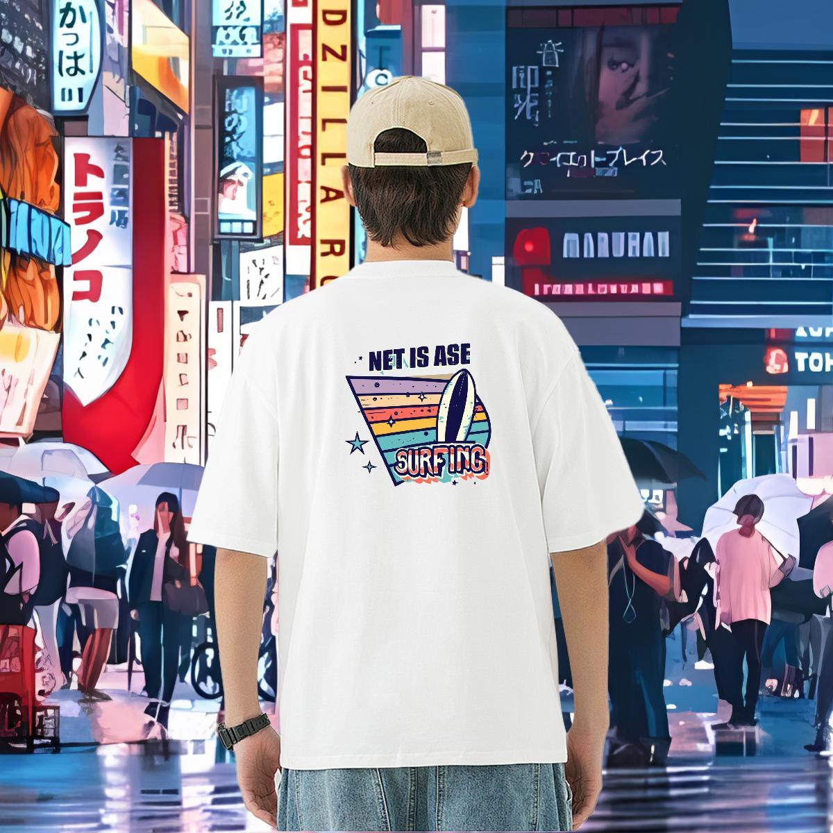 New Mens T Shirts beach Tshirts 230g 100% Cotton Daily Wear Loose Anime Breathable Short Sleeve Men Clothes T-Shirt