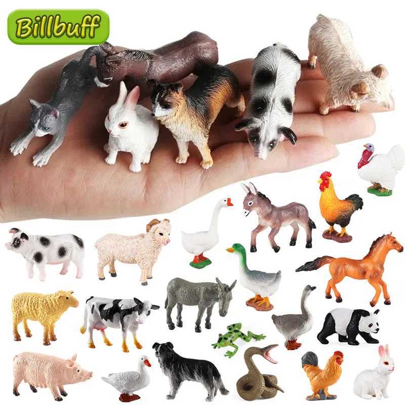 Other Toys New 12pcs Farm Animal Figurines Poultry Sets Action Figures Horse Cow Dog Duck Sheep Cock Model Education Toys for Children GiftL486