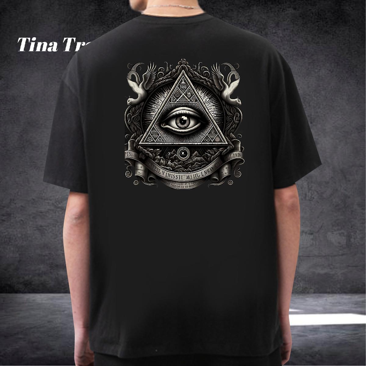 New T-Shirts for Men eye of the devil Tee Shirt 100% Cotton 230g High Street Hip Hop TOP Quality Custom Print Oversized Breathable Short Sleeve Men Ts