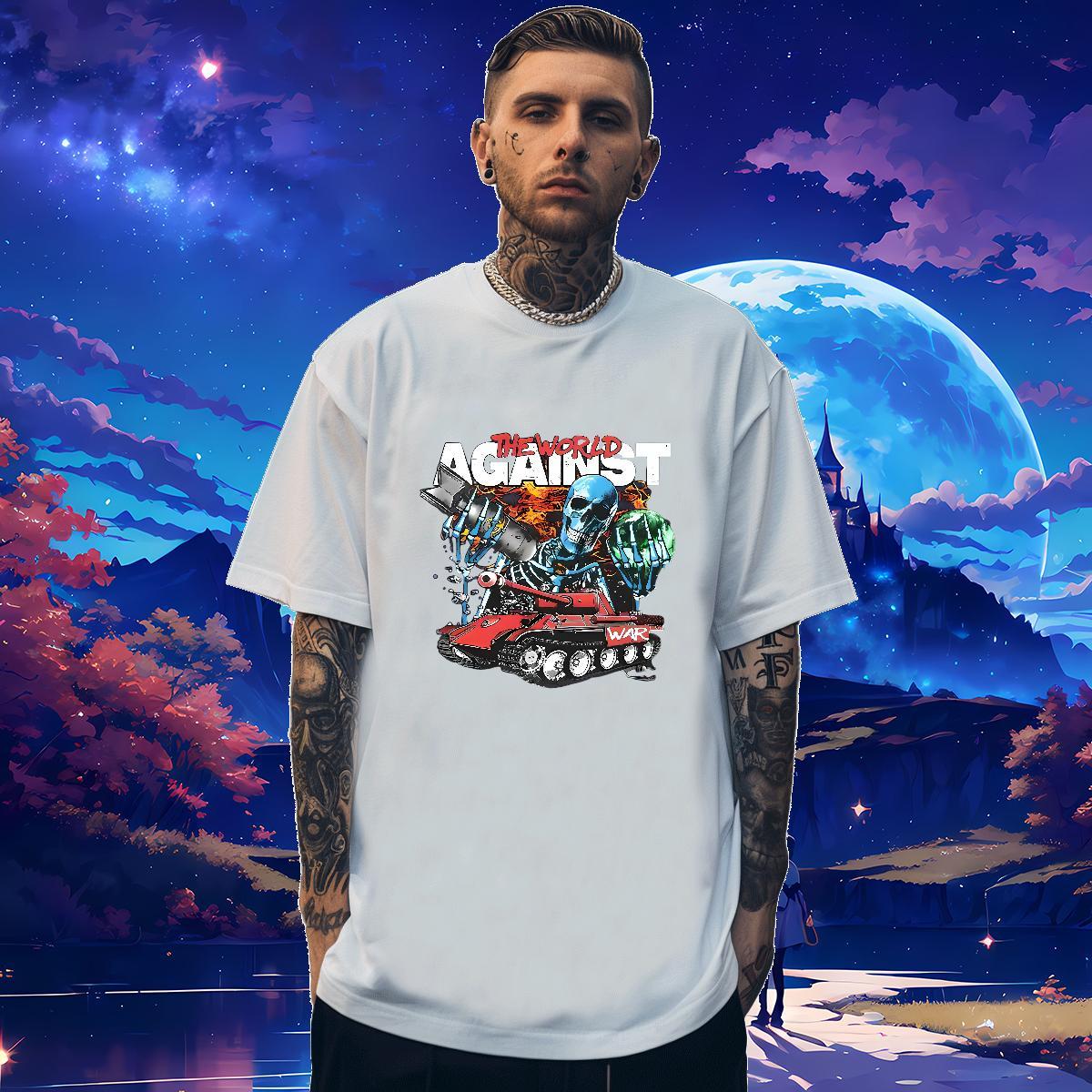 2024 DIY T Shirt For Man skull Tops 230g Pure Cotton Street Casual Free Shipping Custom Printed Short Sleeve Soft Men Tops Tees