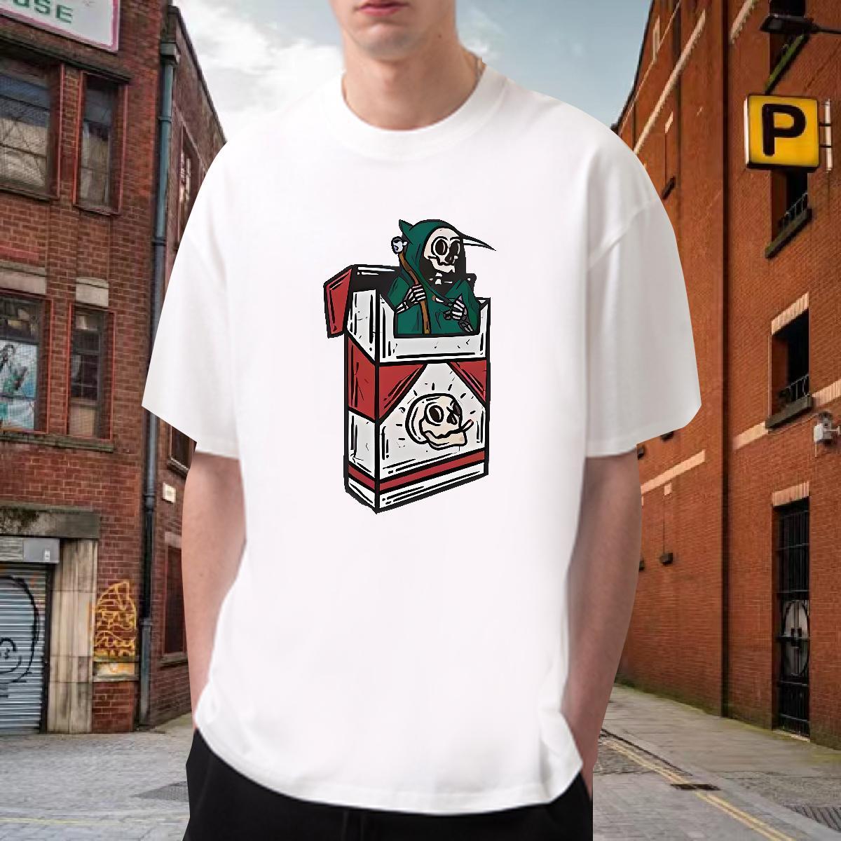 Fashion Mens T Shirts skull Top Tees 230g 100% Cotton Daily Outfit Unisex DIY Anime Breathable Short Sleeve Men Clothes T-Shirt