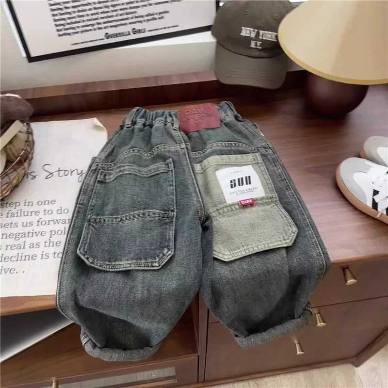 Jeans Boys Jean Pants Long Trousers Cotton 2024 Casual Spring Autumn Babys Kids Pants High Quality Childrens Clothing