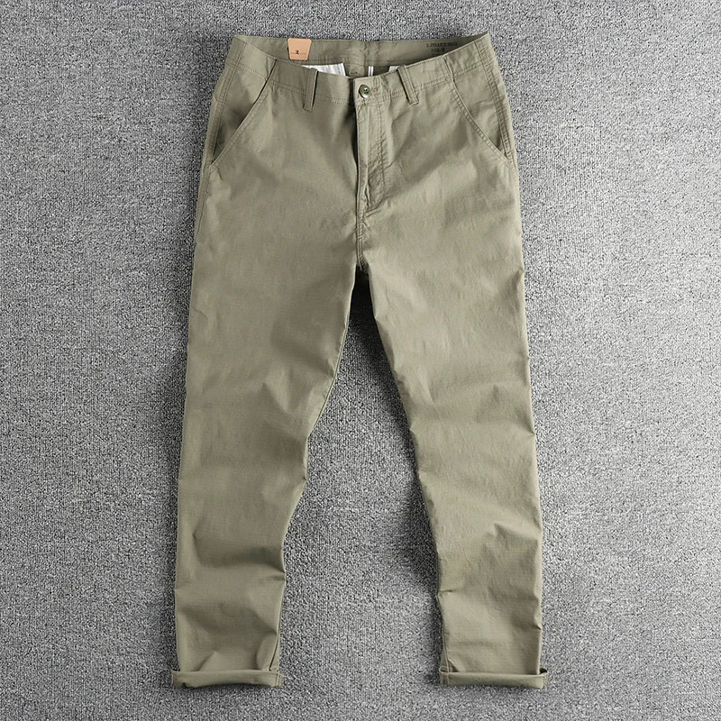 Summer American Retro Plaid Quickdrying Fabric Casual Pants Fashion Simple Washed Loose Straight Leg Trousers 240806