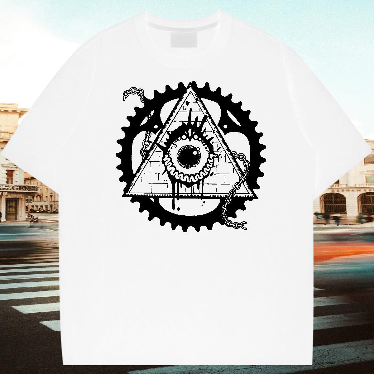 Factory Direct T Shirts Men eye of the devil Clothes 100% Cotton 230g Daily Wear Soft Customized Print Breathable Crew Neck Men Tees