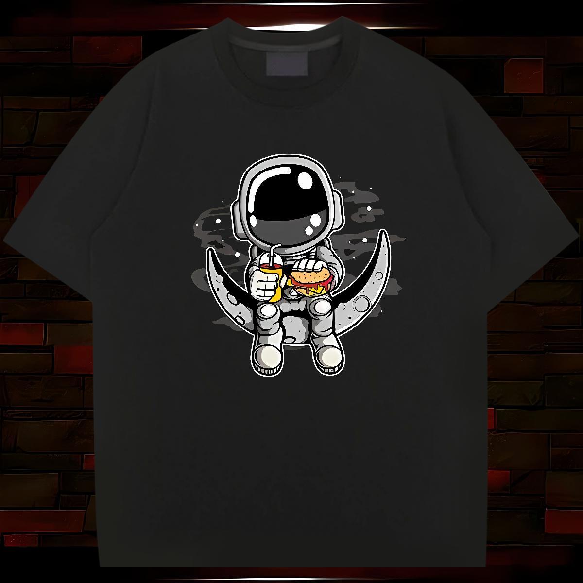 Fashion Designer Men T Shirts spaceman Tees Shirts 230g Pure Cotton Beach High Quality DIY Printed Breathable Short Sleeve Men Tops Tees