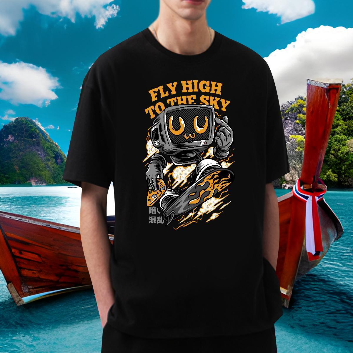 Brand Mens T Shirts ET Tops Tees 230g Cotton Sports Casual Cool Design White Plus Size Pure Cotton Tshirts
