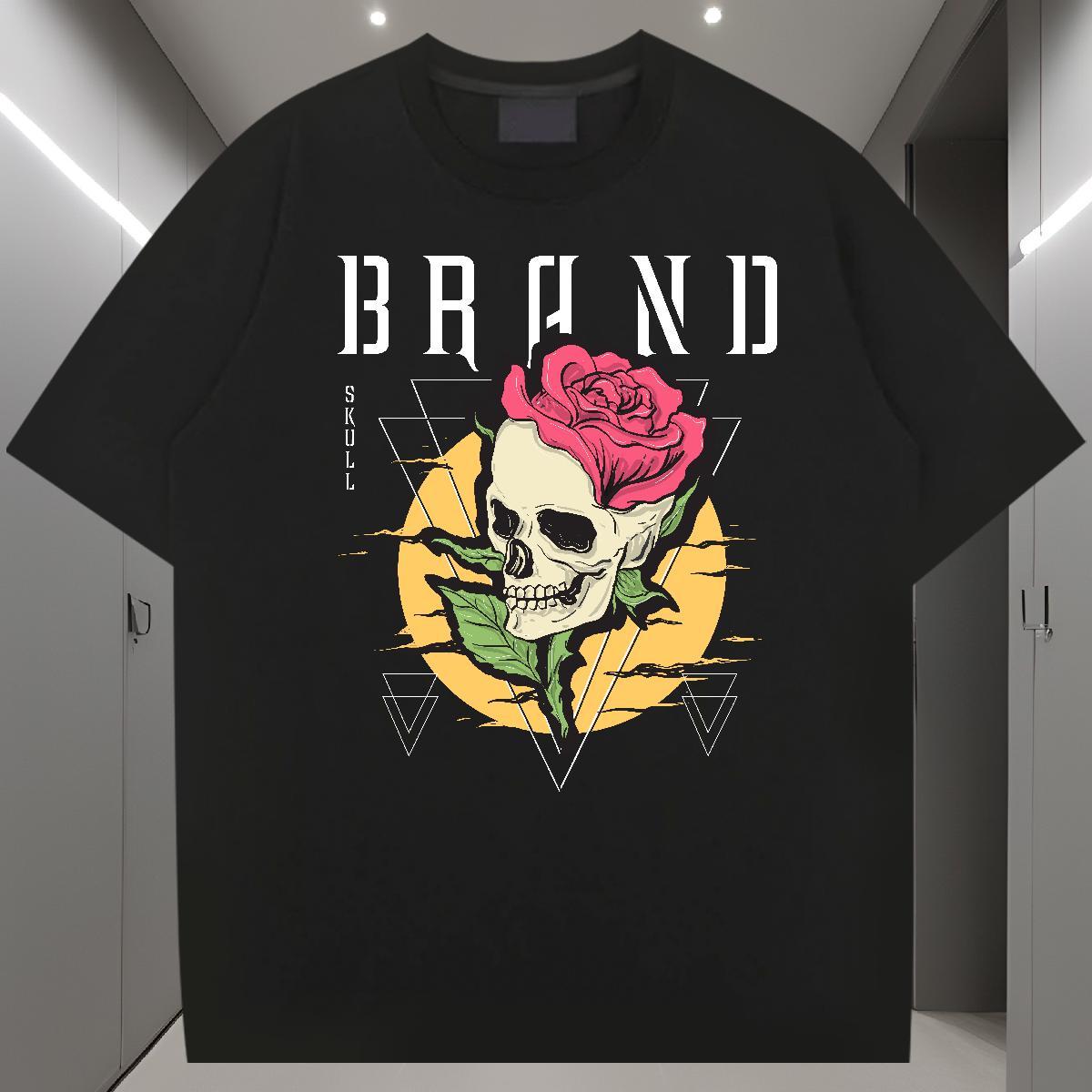 Fashion Design Man T Shirts skull Clothes 100% Cotton 230g Daily Wear Popular DIY Printed Pure Cotton Tshirts