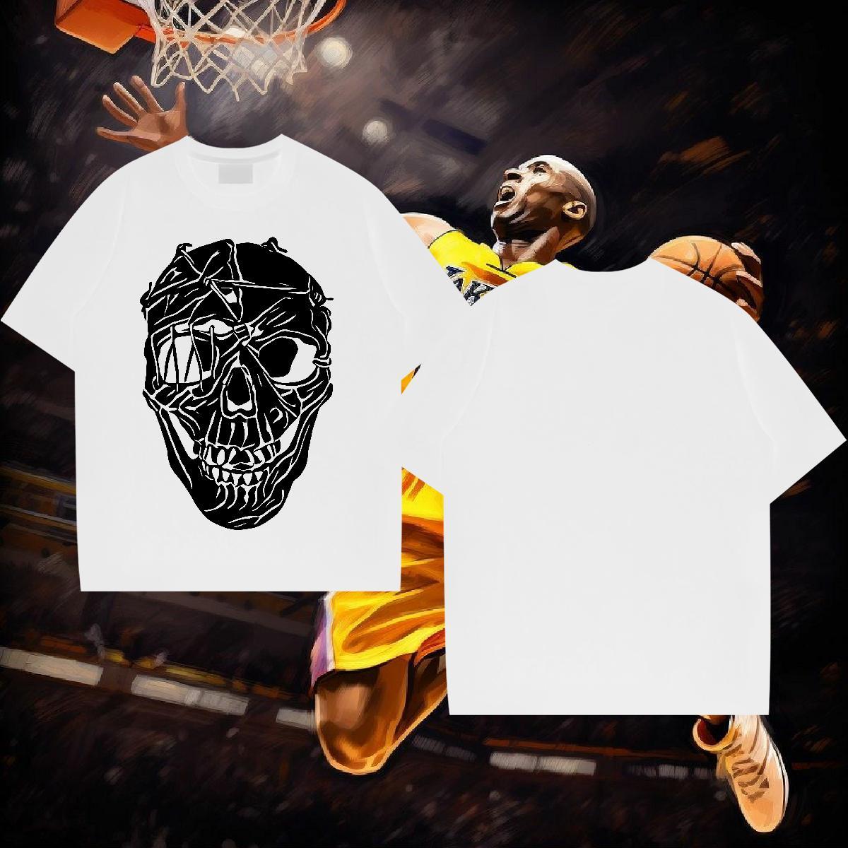 Fashion Casual Mens T Shirts skull Wear 230g 100% Cotton Sports Casual Free Shipping Plus Size Cartoon Breathable Soft Tshirts