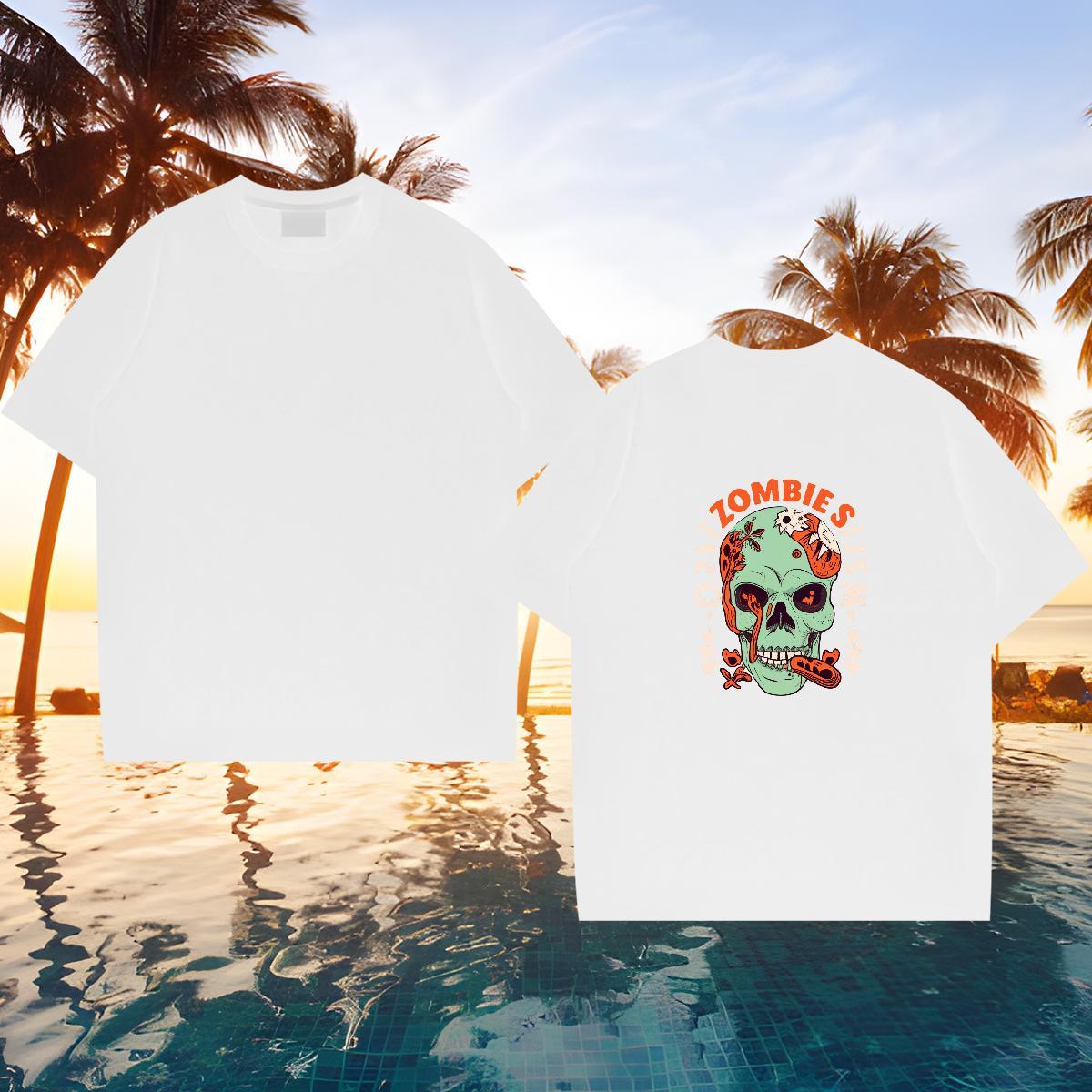 Stylist T shirt skull Tops 230g 100% Cotton Daily Wear Loose Custom Cartoon O-Neck Short Sleeve Couples T Shirts