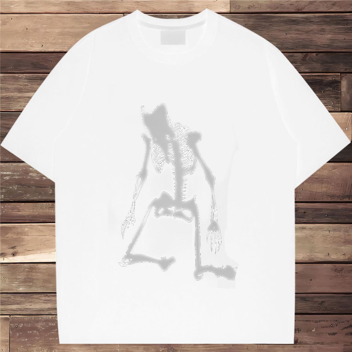 New Mens T Shirts skull Tee Shirt 230g 100% Cotton Outdoor Comfortable Custom Print Plus Size Breathable Short Sleeve Men Tshirts
