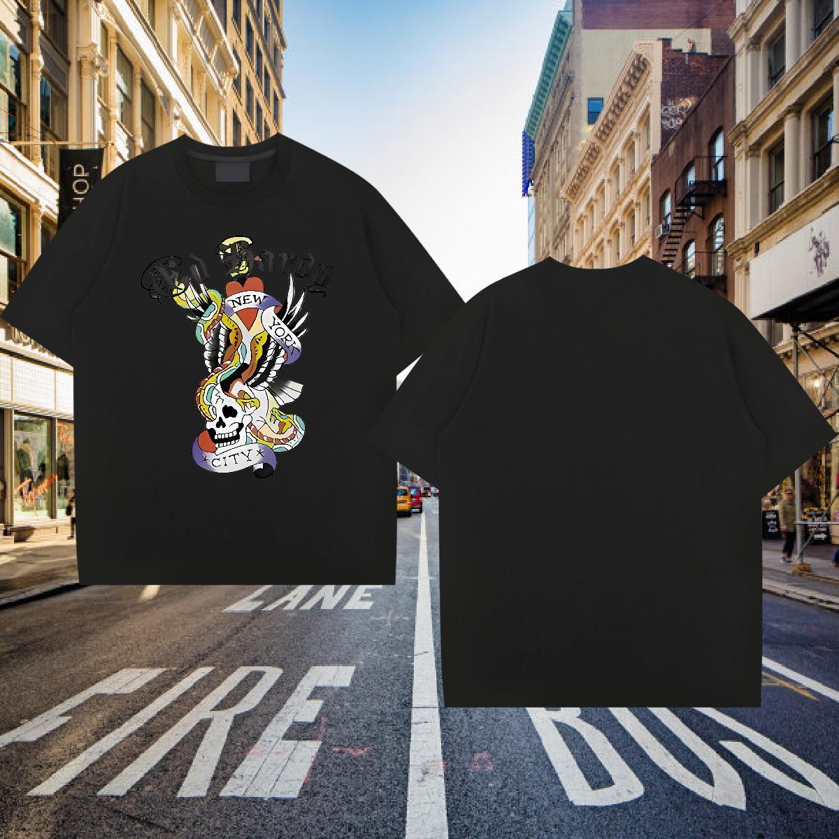 Customized T Shirt For Man skull Tops Tees 230g 100% Cotton Hip Hop Street High Quality Oversized 3XL 4XL Crew Neck Breathable Couples T Shirts