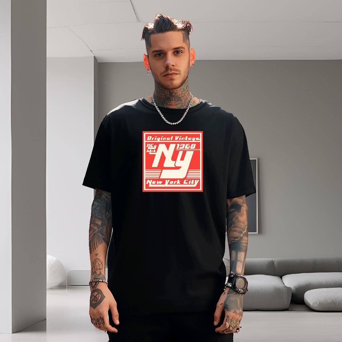 2024 DIY Men T Shirts letter Tee Shirt 230g Pure Cotton Street Casual Classic DIY Anime Breathable Short Sleeve Men Clothes T-Shirt