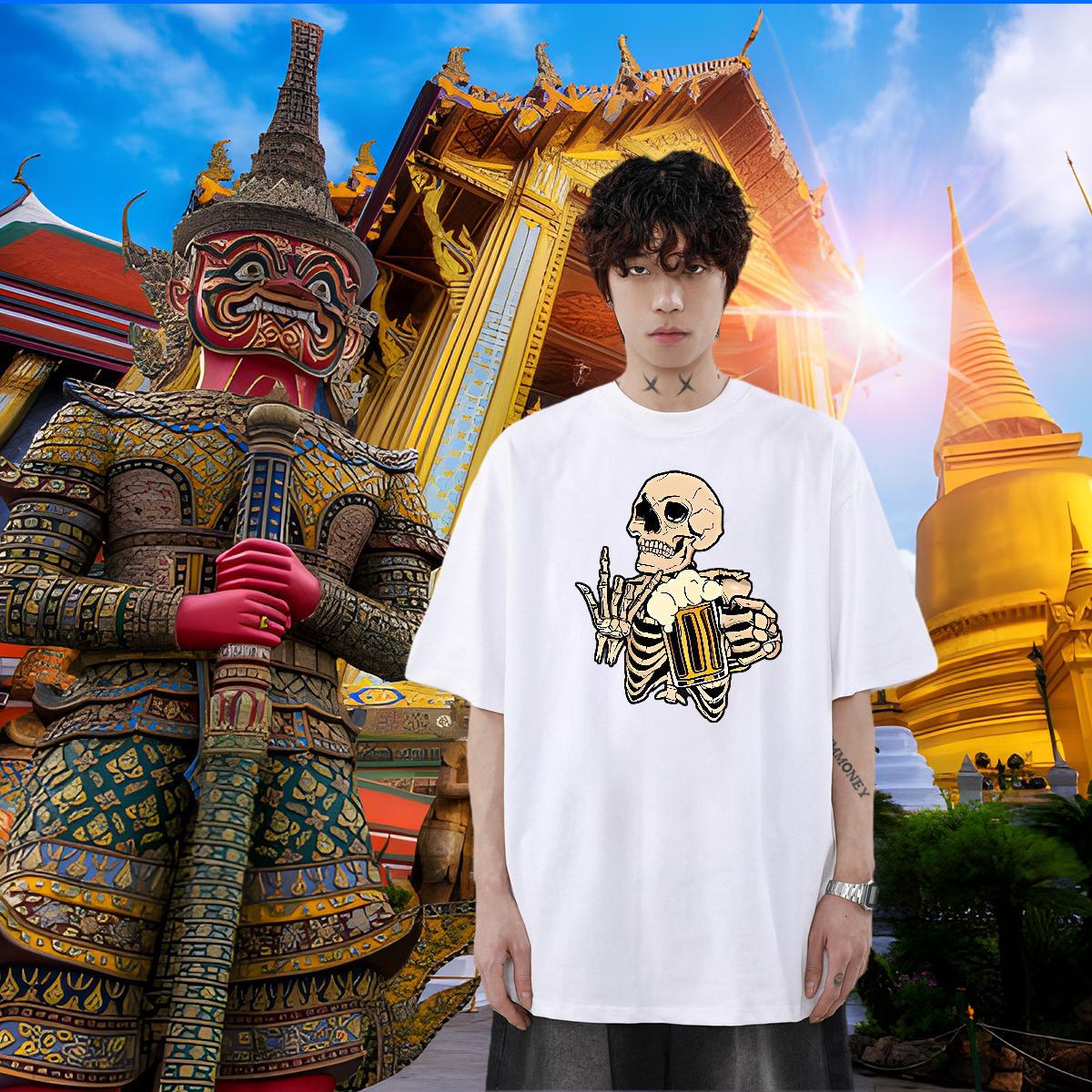 Fashion Design Mens T Shirts skull Tops Tees 230g 100% Cotton Casual Daily Wear Free Shipping Custom Print Plus Size Breathable Men Tshirts