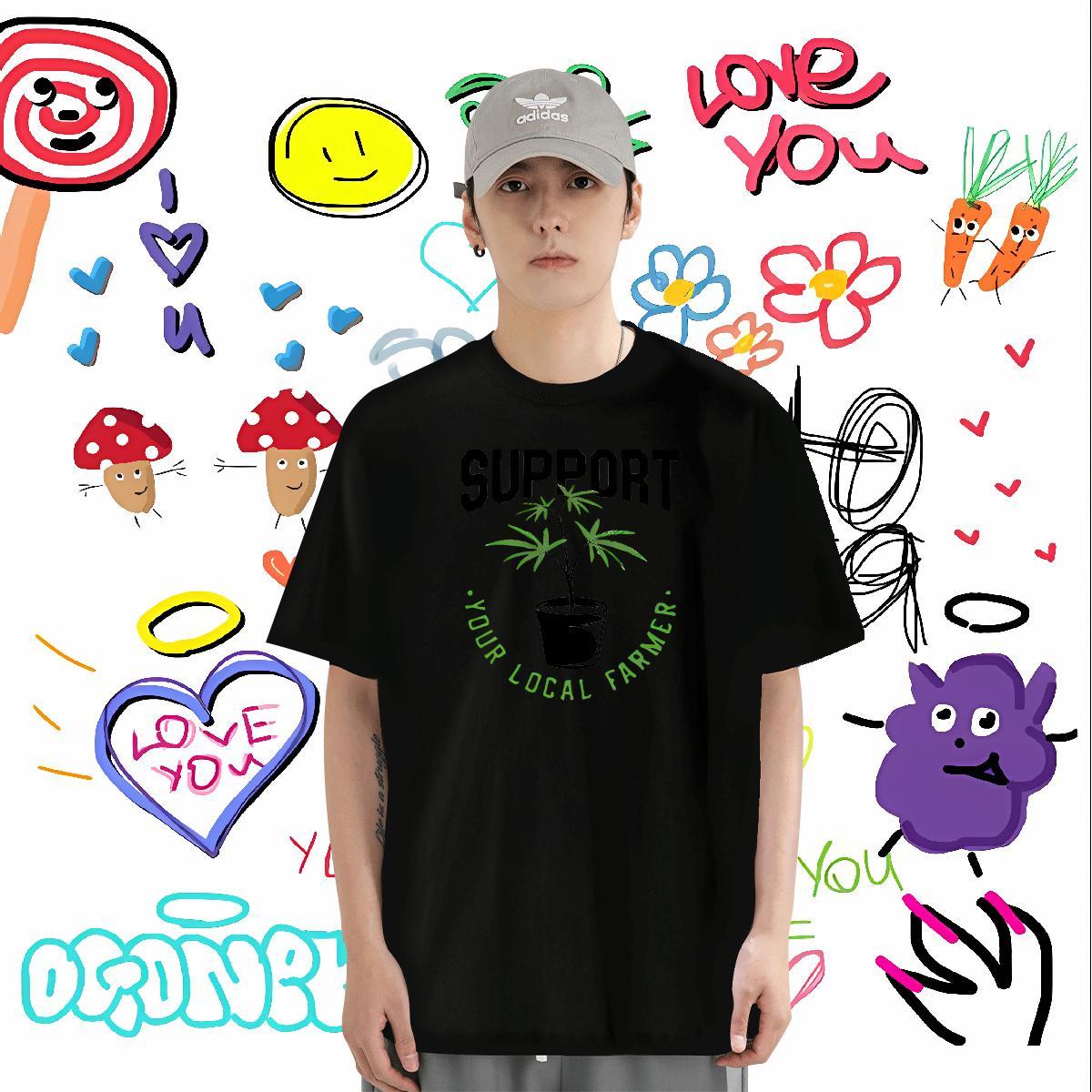 2024 T shirt letter Clothings 230g 100% Cotton Daily Wear TOP Quality Cartoon Printing L-4XL Short Sleeve Soft Tshirt for Man Woman