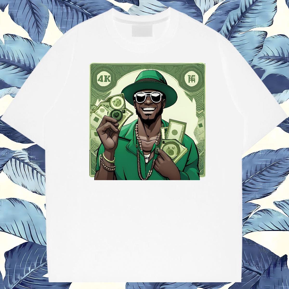 Customized Mens T Shirts money Tops 230g Cotton Beach Loose Oversized 4XL Breathable Short Sleeve Men Tees