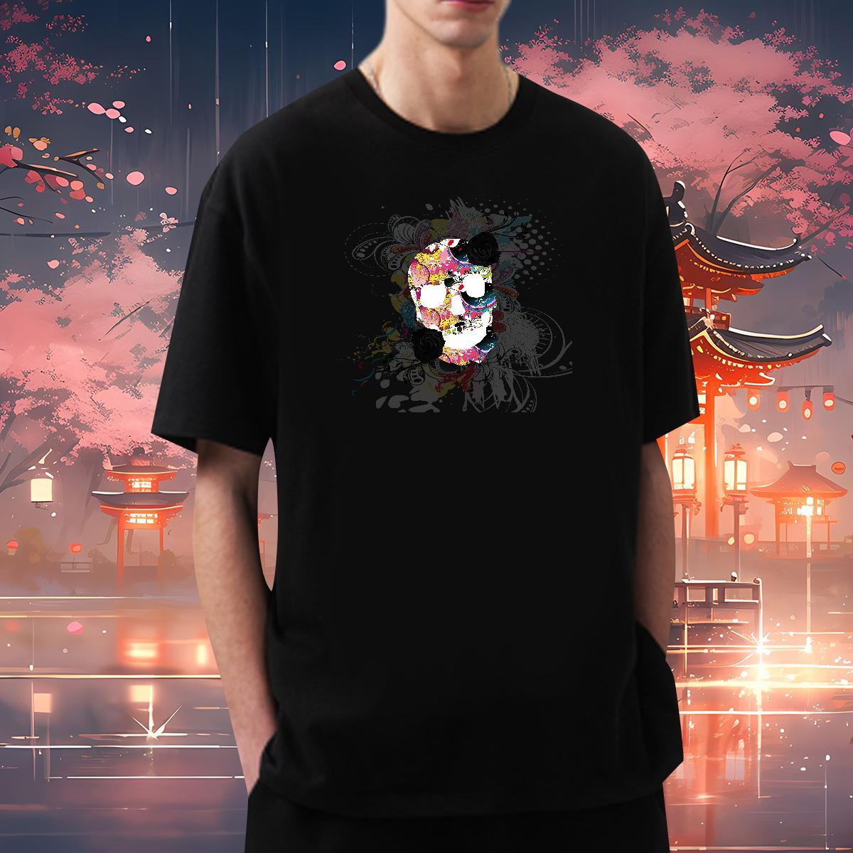 Fashion Casual Man T Shirts skull Tops 230g Cotton Outdoor Unisex Graphic O Neck Short Sleeves Men Tops Tees