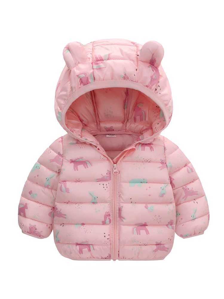 LJMOFA Baby Girls Hooded Down Jackets For Kids Coats Autumn Winter Boys Cartoon Windproof Coat Toddler Zipper Outerwear D163 Y240803