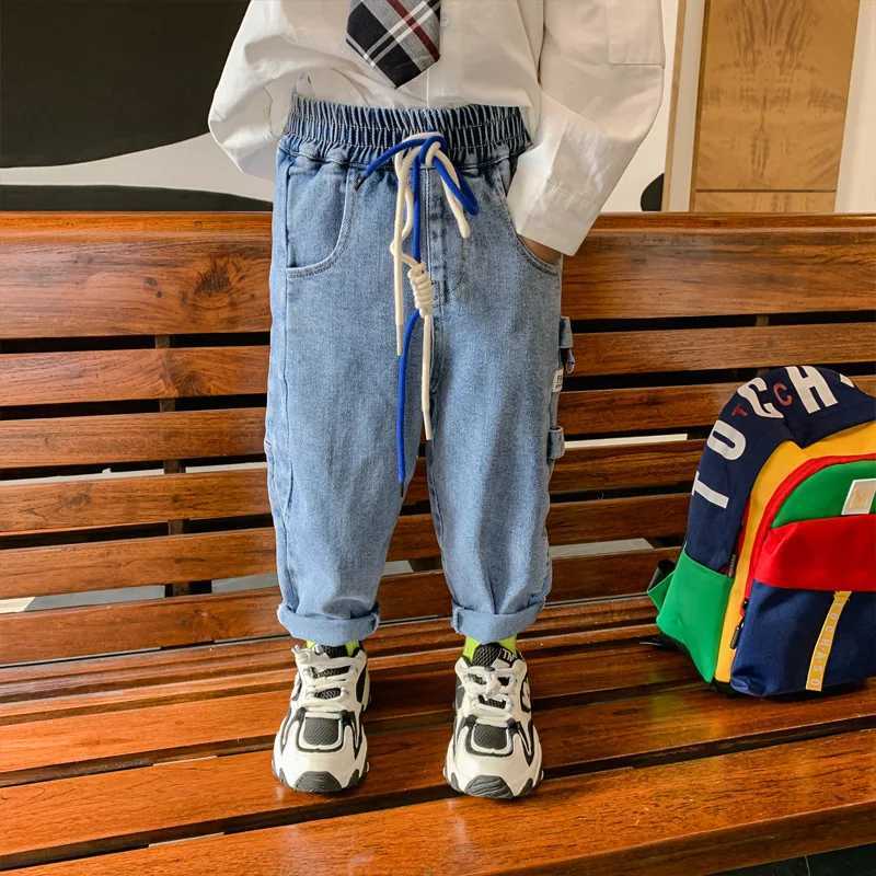 Jeans Lace Up Baby Spring Autumn Jeans Pants For Boys Children Kids Trousers Clothing Teenagers Gift Home Outdoor High Quality