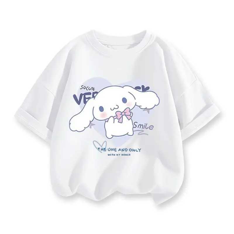 2024 New Summer T-shirt Girls and Boys Cinnamon T-shirt Cartoon Printed Childrens T-shirt Girls TopW240718