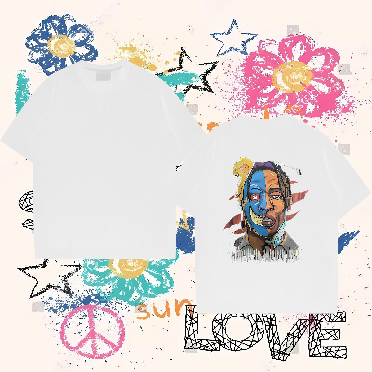 DIY T Shirt For Man portrait Tops Tees 100% Cotton 230g Beach Cool Design Graphic Crew Neck Breathable Tshirt for Man Woman