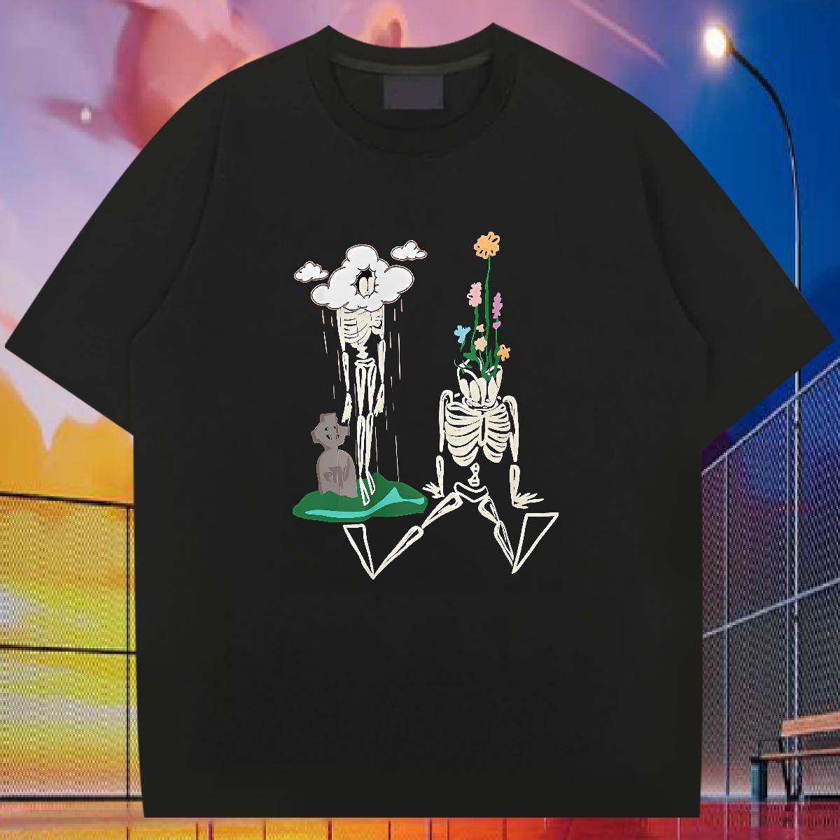2024 T Shirts Men skull Tees Shirts 100% Cotton 230g Casual Classic DIY Printed Crew Neck Men Clothes T-Shirt