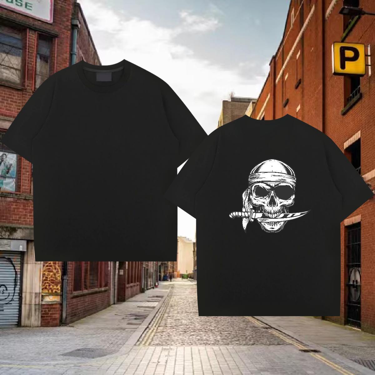 Customized Man T Shirts skull Tee Shirt 230g Pure Cotton Street Wear Unisex Skull Short Sleeve O-Neck Tshirt for Man Woman