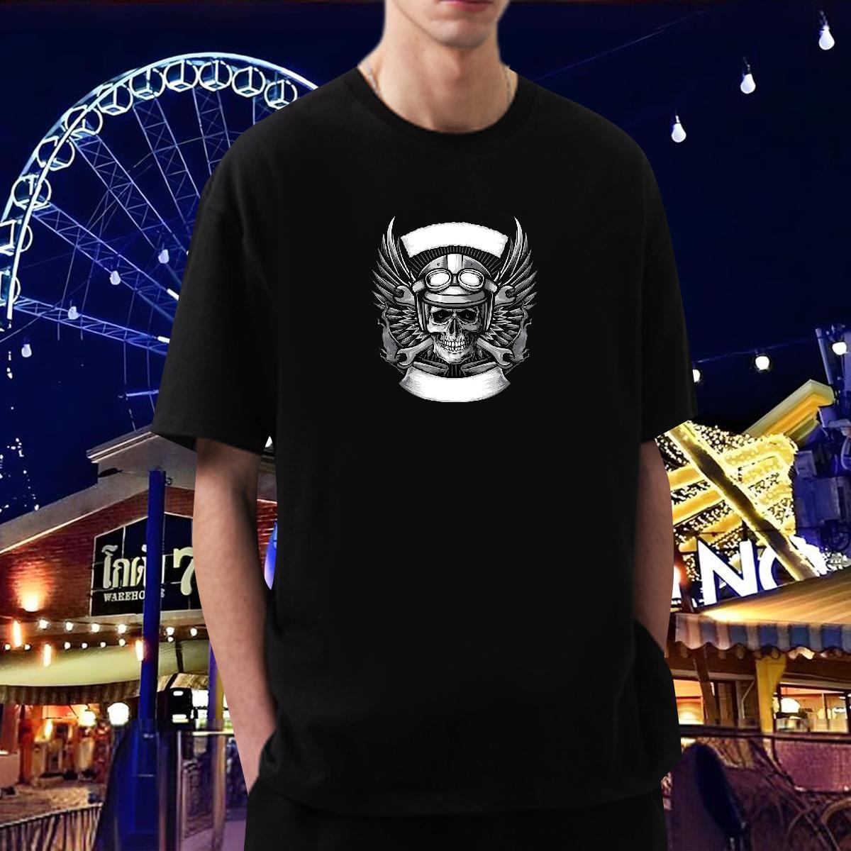 DIY T Shirts Men skull Clothes 100% Cotton 230g Daily Outfit Designer Custom Print Plus Size Breathable Soft Mens Tshirts