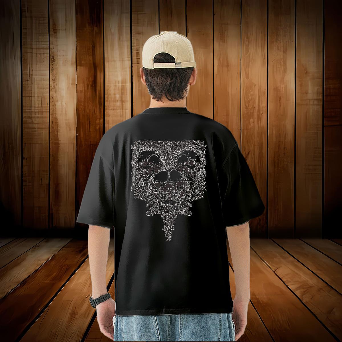 Fashion Casual Men T Shirts skull Tees 230g Pure Cotton Outdoor Comfortable Asian Size Breathable Soft Tshirt for Man Woman