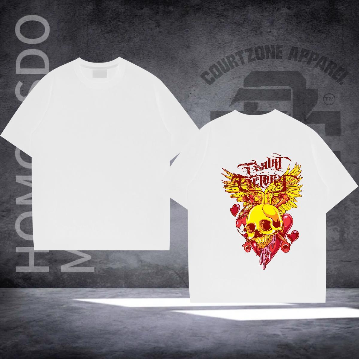 Fashion Casual T-Shirts for Men skull Tshirts 230g Cotton Street Cool Oversized Breathable Short Sleeve Men Tops Tees