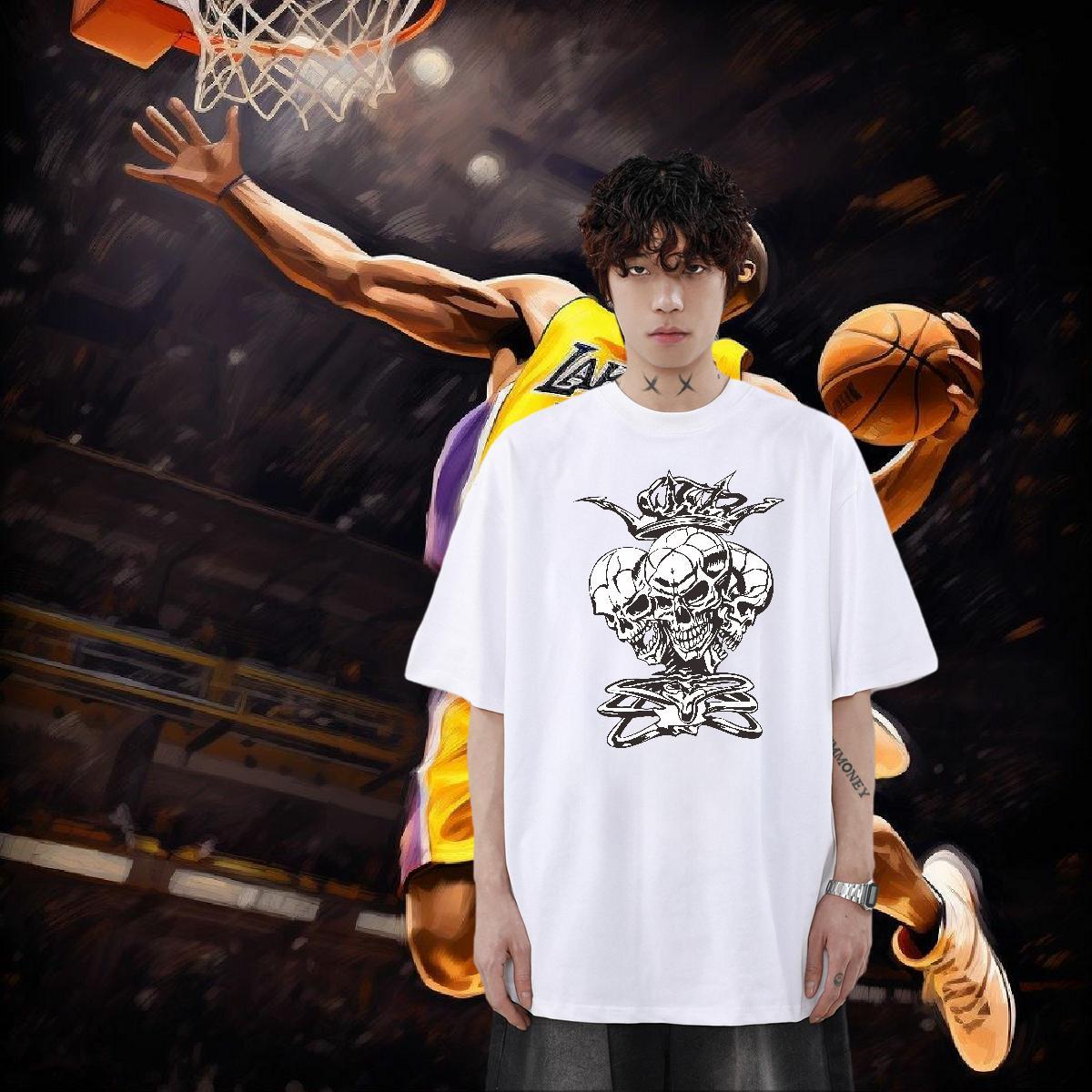 2024 Designer Mens T Shirts skull Tshirts 230g Cotton Sports Casual TOP Quality Cartoon Print Short Sleeve O-Neck Men Clothes T-Shirt