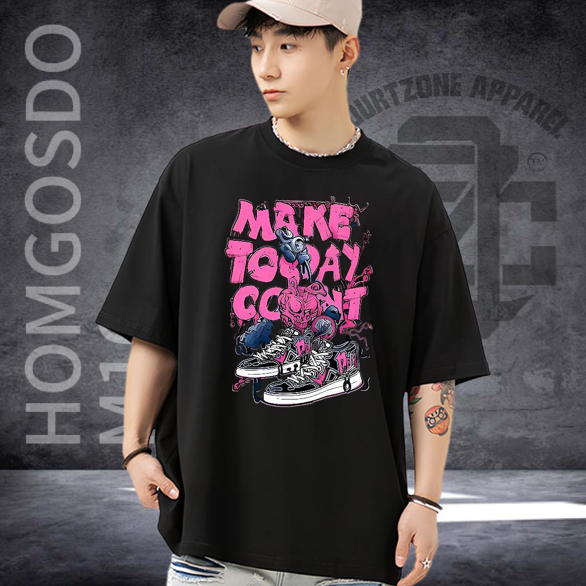 Casual New Man T Shirts shoes Tops Tees 100% Cotton 230g Casual Daily Wear Classic Plus Size Cartoon Breathable Short Sleeve Men Tshirts