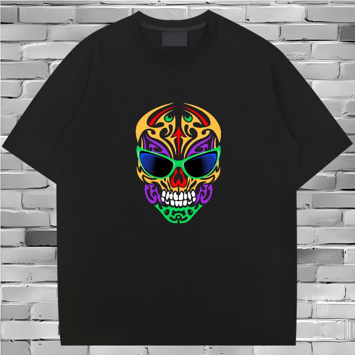Custom Mens T Shirts skull Tops Shirt 230g Pure Cotton Anime Printing Street TOP Quality Custom Print Plus Size Short Sleeve O-Neck Men Tops Tees