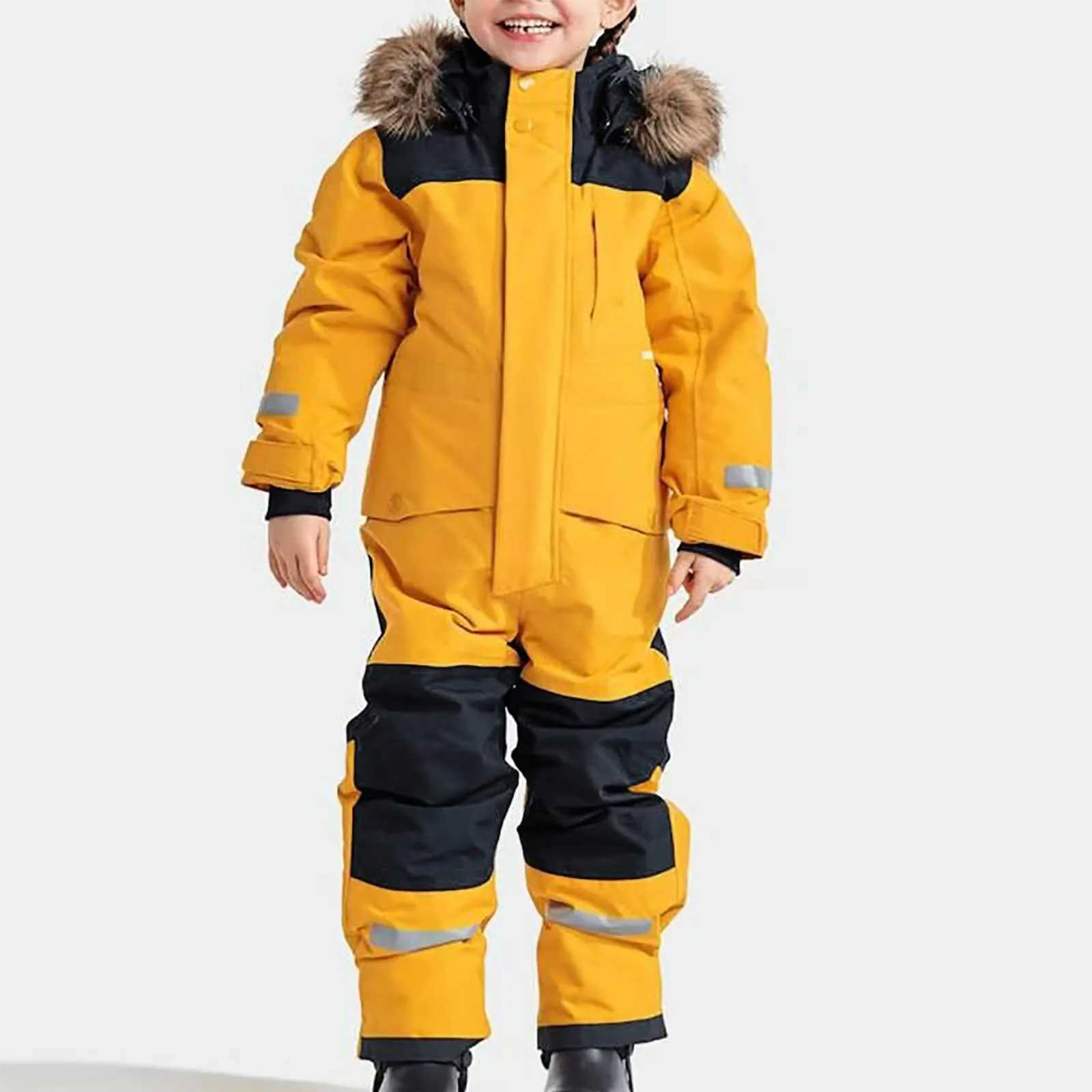 Children Snowsuits Ski Jumpsuit Ski Suit Boys Girls Winter Warm Outdoor Fleece Overalls Windproof Kids Skiing Snowboarding Suit Y240803
