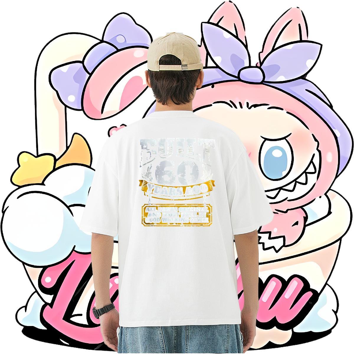2024 DIY Mens T Shirts letter Tops Shirt 230g Cotton High Street Hip Hop Comfortable Oversized 4XL Short Sleeve Soft Men Clothes T-Shirt