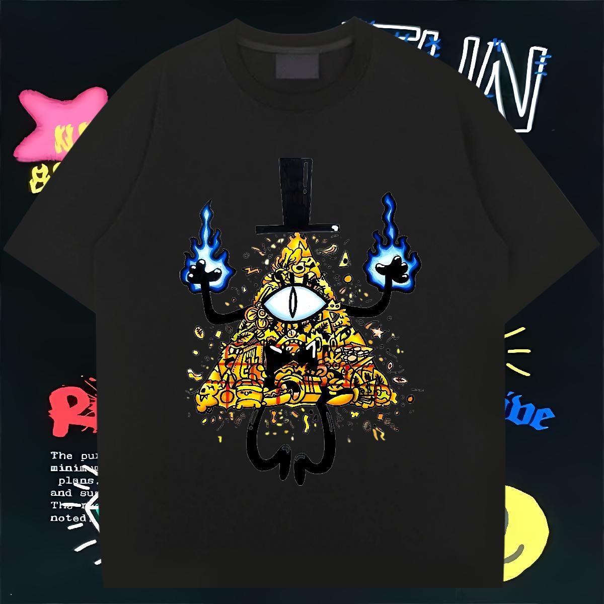 New T shirt eye of the devil Clothings 230g Pure Cotton Home Outdoor Designer Cartoon Print Breathable Crew Neck Men Tshirts