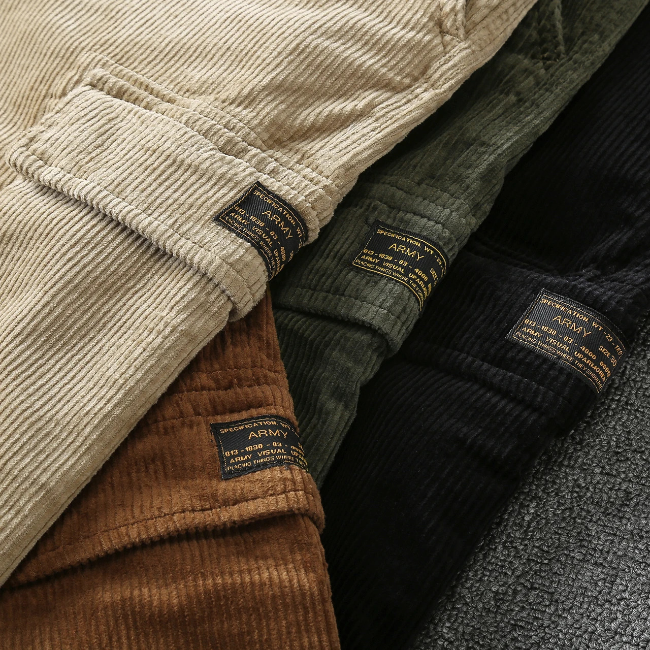 366# Winter American Retro Heavyweight Corduroy Cargo Pants Mens Fashion Washed Mutipocket Loose Casual Straight Trousers 240806