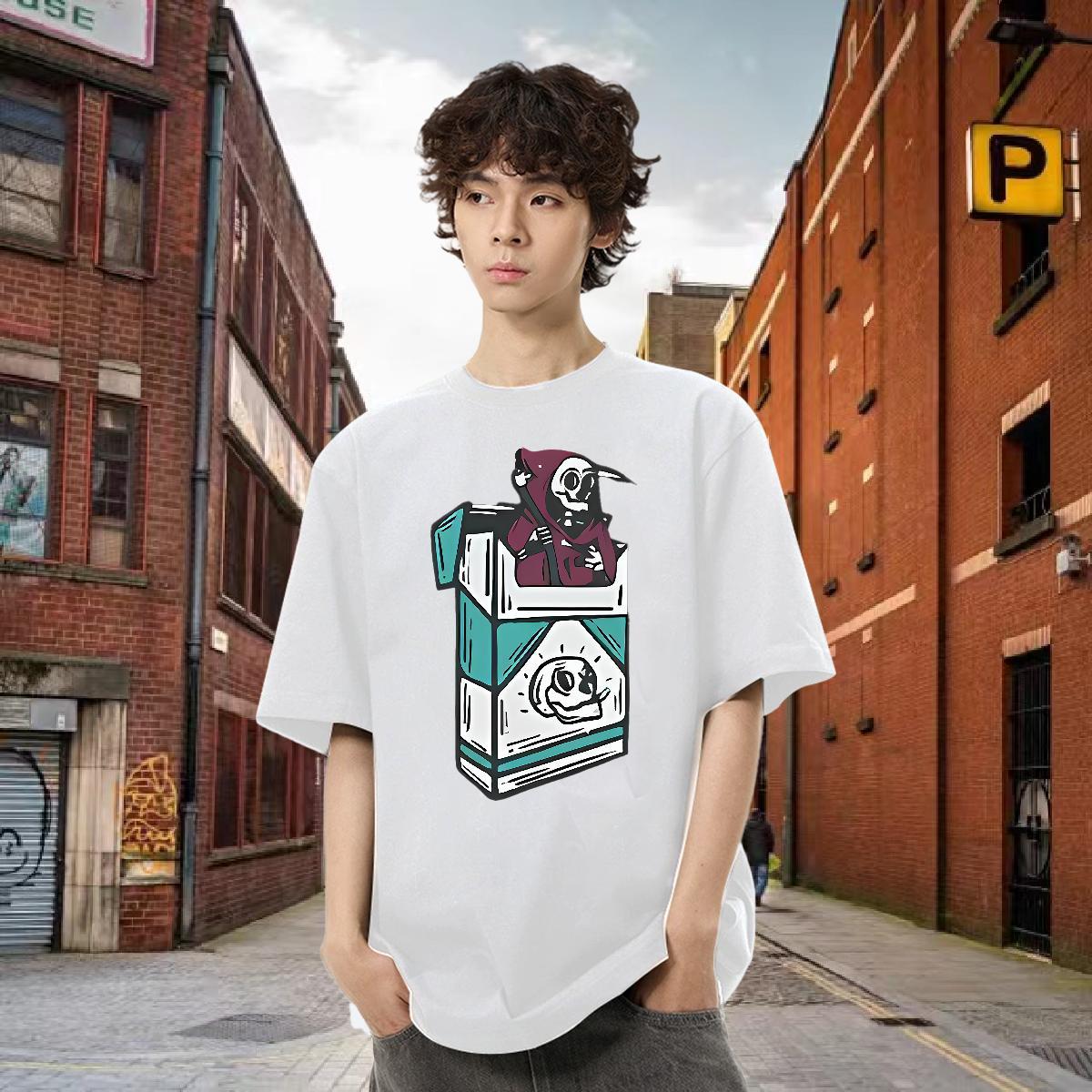Free Shipping T shirt skull Tees 230g 100% Cotton Hip Hop Unisex Custom Cartoon Breathable Soft Mens Tshirts