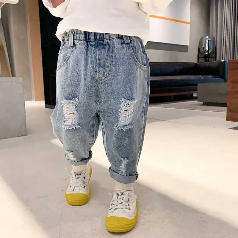 Jeans Spring and Autumn Childrens Pants Boys Ripped Jeans Thin Summer Baby Pants Childrens Clothing Childrens Trousers