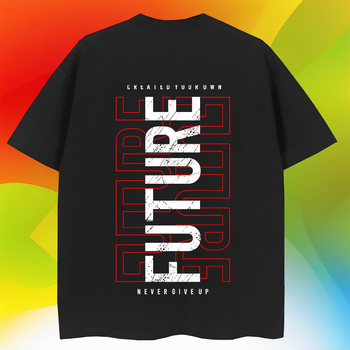 Fashion New Men T Shirts letter Tees 230g 100% Cotton High Street Hip Hop TOP Quality Anime Print Breathable Short Sleeve Men Clothes T-Shirt