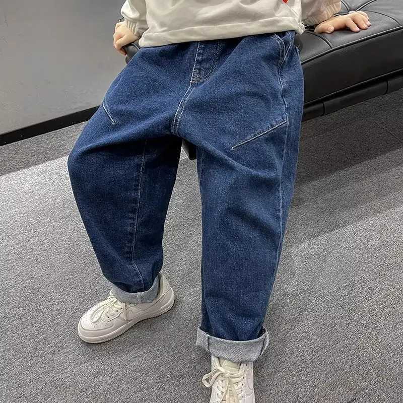 Jeans Boys Jeans Spring And Autumn Loose Childrens Pants Casual Straight Tube Middle Big Boy Dad Pants Boys Pants