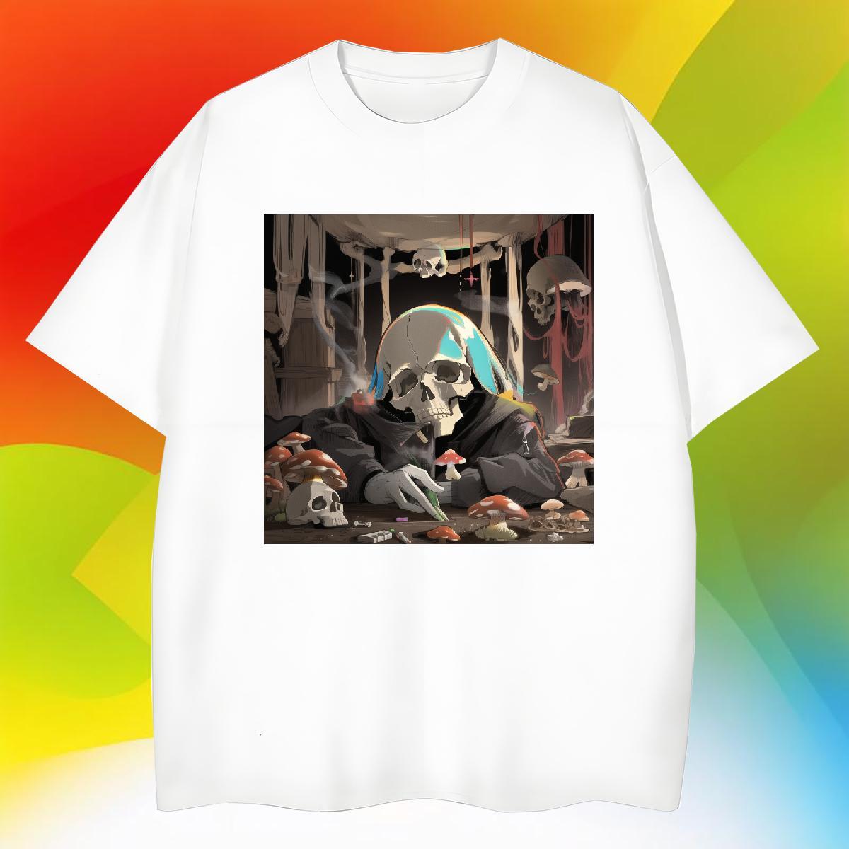 Designer Man T Shirts skull Tshirts 230g 100% Cotton High Street Hip Hop Free Shipping Custom Anime Breathable Crew Neck Men Clothes T-Shirt