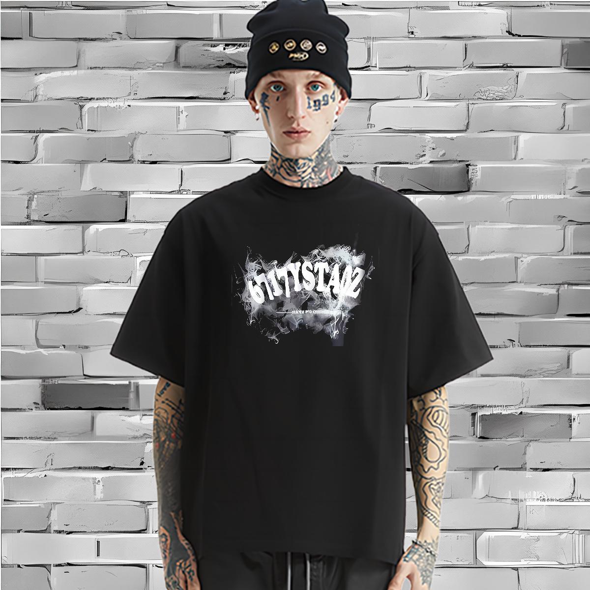 Brand T-Shirts letter Tshirts 100% Cotton 230g Spring Summer Loose Anime Print Round Neck Short Sleeve Couples T Shirts