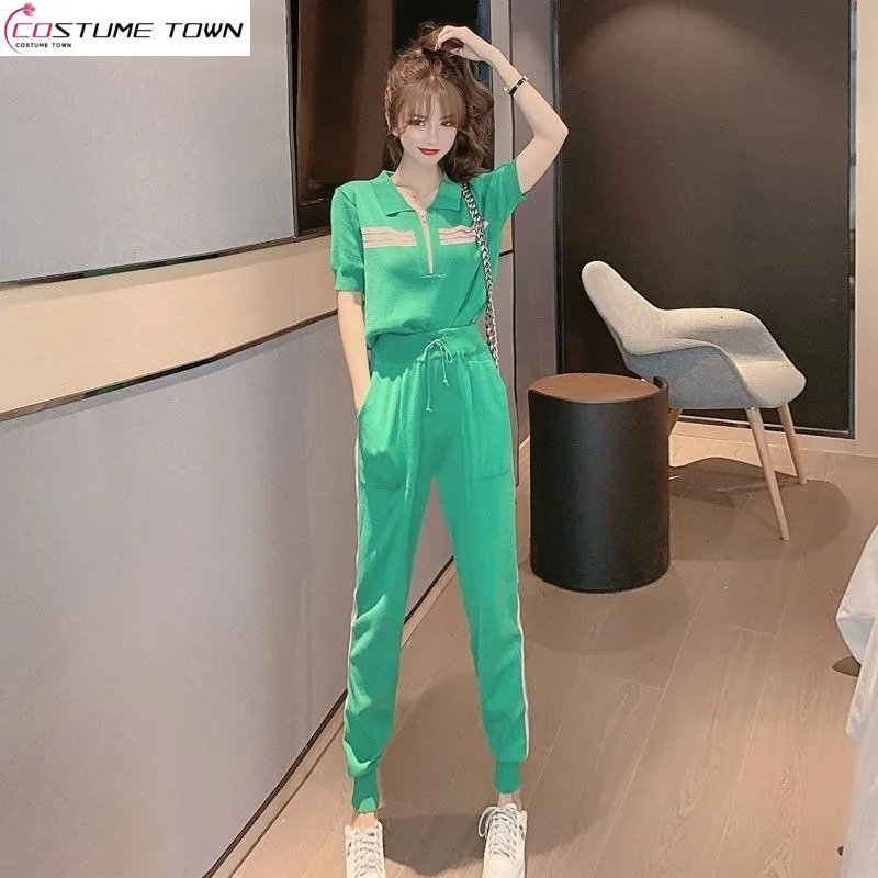 Summer European Station Sports Set Womens Summer Casual Fashion Small Two Piece Pullover Summer 240807