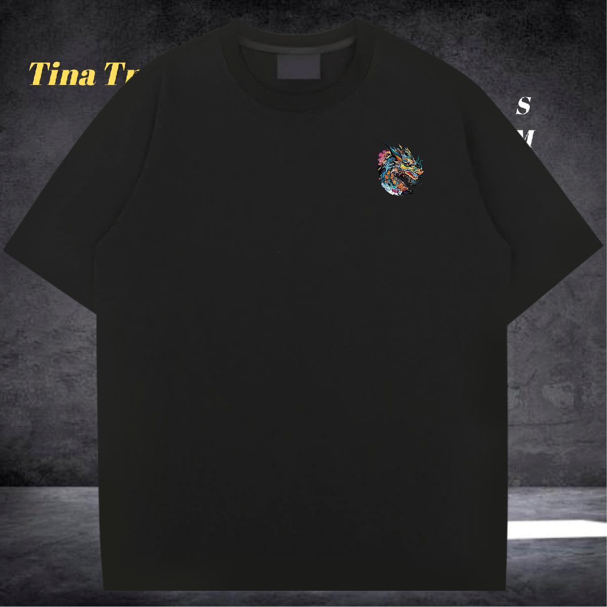 2024 DIY Mens T Shirts Colorful Dragon Head Tops Tees 230g Pure Cotton Hip Hop Street Designer Custom Anime Crew Neck Mens Tshirts
